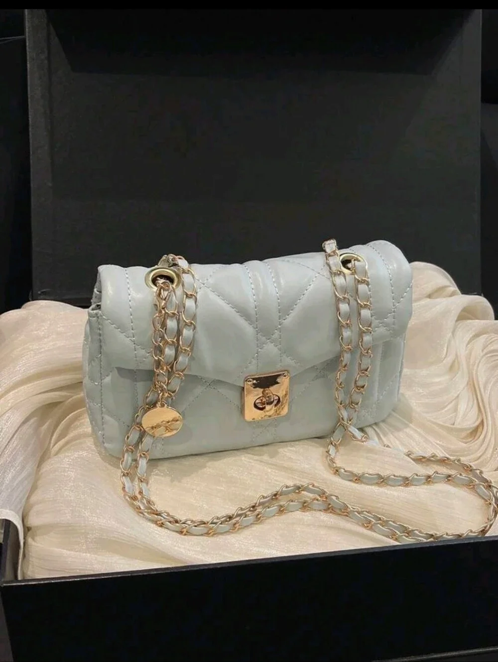 NEWLY LISTED ** BRAND NEW ** Quilted Light Blue Chain Shoulder Bag